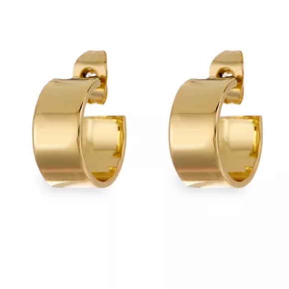 New! Luv Aj Gold -Tone Polished Huggie Hoop Earrings - Picture 1 of 7